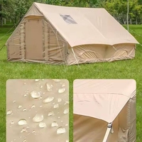 Tente de camping gonflable à deux pièces à double porte quatre saisons en tissu Oxford 420D de 12 m², installation rapide, imperméable, abri extérieur