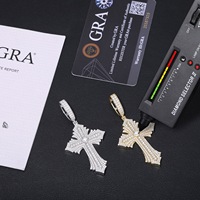 Pendentif Croix en Argent Sterling S925 Style Hip Hop, Breloque Religieuse pour Hommes et Femmes, Cadeau de Fête