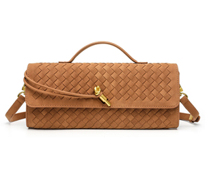 Bolso de Mano Plegable de Gamuza Verde Oliva para Mujer, Correa Extraíble, Diseño Tejido Elegante, Impermeable, para Uso Diario - Product Image 4