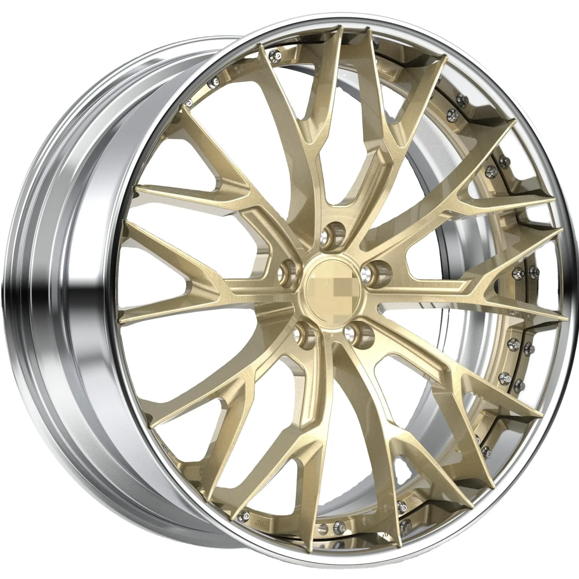 17 18 19 20 Inch Passenger Car Chromed Gold & Silver Machined Rim Forged 2 Piece Forged Alloy Aluminum Wheels Rims