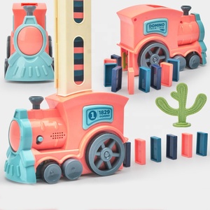 Jouet d'empilage de dominos automatique lumineux et sonore pour enfants, train de dominos électrique en plastique éducatif de haute qualité - Product Image 2
