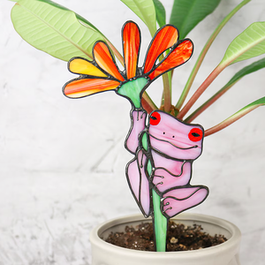 Décoration de Jardin en Verre Teinté Faite à la Main : Grenouille, Piquet de Jardin, Pot de Fleurs, Art Déco, Idée <span class=keywords><strong>Cadeau</strong></span> Fête <span class=keywords><strong>des</strong></span> Mères - Product Image 1
