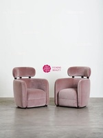 Fauteuil de loisirs vintage Yicheng en bois massif, rembourré en velours bordeaux, pour hôtel et salon domestique
