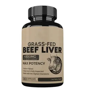 Wholesaler OEM Grass Fed Desiccated Beef Liver Capsules 180 pills Natural Iron Vitamin A & B12 Beef Liver Capsules