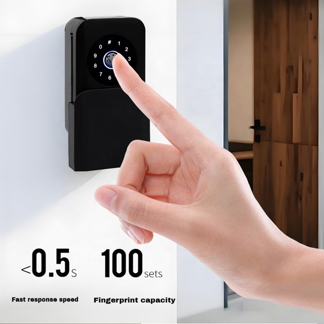 OEM Custom for Airbnb Self Check in With Tuya Remote Control and Fingerprint IP65 Waterproof Wall Mount Smart Key Box