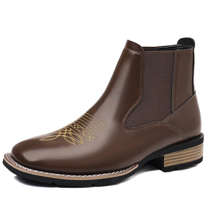 Botas Vaqueras Unisex Cómodas con Cremallera y Tacón Grueso, Botas de Vaquero Occidentales para Hombre, Botines para Fiestas - Product Image 5
