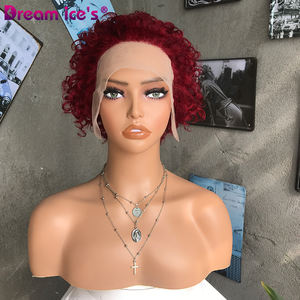 Prêt Navire Brésilien 100% Vierge Remy <span class=keywords><strong>Cheveux</strong></span> Pas Cher pour Pixie Cut Court Bob <span class=keywords><strong>Eau</strong></span> <span class=keywords><strong>Bouclés</strong></span> Perruque Transparent Lace Front High Vendeurs - Product Image 1