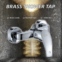 Robinet de douche mural en laiton à poignée unique avec douchette pluie, cartouche en laiton, pour usage hôtelier, barre coulissante, design classique