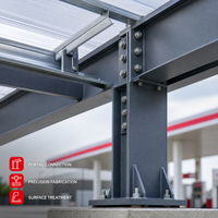 Structure en acier préfabriquée pour station-service, auvent métallique pour station-service, toit personnalisé, construction de abri commercial