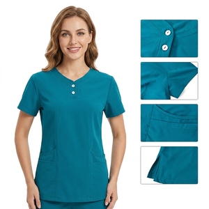 Ensemble de blouses d'hôpital décontractées à boutons élastiques <span class=keywords><strong>grande</strong></span> <span class=keywords><strong>taille</strong></span> pour médecins et infirmières, ensemble d'uniformes chirurgicaux unisexes en polyester - Product Image 1
