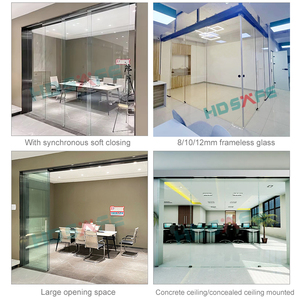 HDSAFE Cửa Kính Không Khung 8-12Mm Cửa Nội Thất Nhà Bếp Văn Phòng Vách Ngăn Cửa Trượt Kính Xếp Chồng Lên Nhau 4 Tấm Tường - Product Image 2