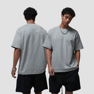 เสื้อยืดแขนสั้นลำลองสำหรับผู้ชายเสื้อยืดคอกลมผ้าคอตตอนสะพายไหล่ปล่อย100% เรียบโอเวอร์ไซส์ - Product Image 4