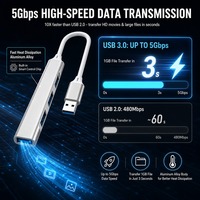 Hub USB 3.0 Type C 4 ports en alliage d'aluminium, convertisseur haute vitesse pour ordinateur portable, iPad, téléphone portable, disque dur, en stock