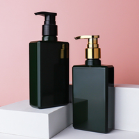 Bouteilles de shampooing en plastique carrées de luxe de 200ml avec tête de pompe en plastique noir