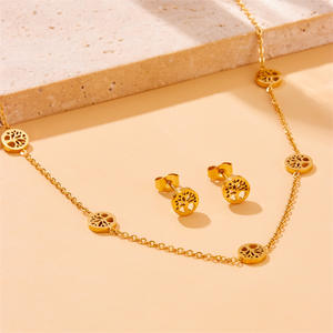 Simple hueco Circular suave Árbol de la vida collar único árbol de la vida pulsera pendientes antideslustre conjuntos de joyería Artificial - Product Image 2