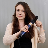 Sèche-cheveux professionnel 6-en-1 à air chaud, design POP, avec brosse motorisée, boucleur et lisseur multi-usages