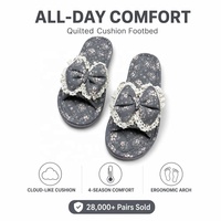 Chaussons en coton à imprimé floral lavables en machine, antidérapants, à semelle souple, avec nœud, pour hommes et femmes, pour l'intérieur