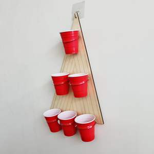 Table de Beer Pong, support mural, plateau triangulaire en bois et <span class=keywords><strong>jeu</strong></span> de lancer de boules avec des gobelets de couleur personnalisée, <span class=keywords><strong>jeu</strong></span> de Beer Pong - Product Image 3