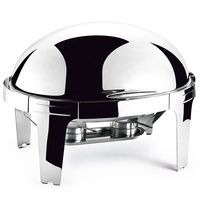 Chauffe-Plats Rond Doré à Couvercle Rabattable, Ensemble de Luxe pour Buffet, Service de Traiteur pour Hôtels, Maisons et Fêtes