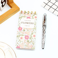 Carnet d'étudiant mignon format A7 avec motif floral frais, couverture en papier à spirale portable