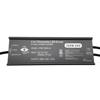 Venta de fábrica ETL 0-10V 4 en 1 Atenuación DC24V 300W IP67 Controlador LED regulable de voltaje constante a prueba de agua