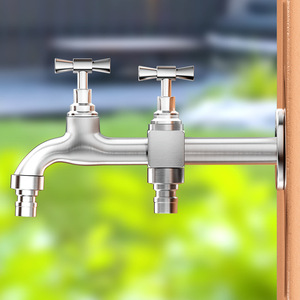 <span class=keywords><strong>Robinet</strong></span> <span class=keywords><strong>de</strong></span> machine à laver mural à double poignée en acier inoxydable SUS304 avec surface céramique chromée, ouverture rapide, garantie 5 ans - Product Image 5