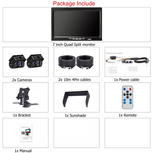 7-inch HD chiếu hậu sao lưu màn hình không thấm nước đảo ngược Hệ thống 2 video đầu vào IR CCD <span class=keywords><strong>Rear</strong></span> <span class=keywords><strong>View</strong></span> sao lưu máy ảnh Kit cho xe tải RV xe buýt - Product Image 6