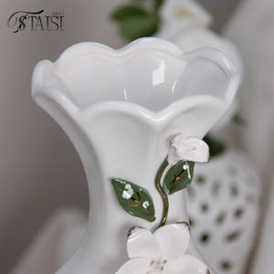 V210W 10 pouces céramique <span class=keywords><strong>cimetière</strong></span> blanc vase à fleurs moderne jardin vases décor pour maison bureau étagère - Product Image 4