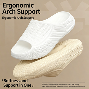 Women Beige EVA Open Toe Slides Breathable Mesh Lining Summer Indoor <b>Slippers</b> - Product Image 6