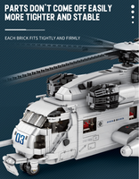 Reobrix 33037 helikopter transportasi CH-53E, mainan DIY blok bangunan untuk anak-anak konstruksi Rakitan