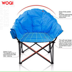 เก้าอี้แคมป์ปิ้งพับได้ Woqi รุ่นอลูมิเนียมทรงพระจันทร์ พร้อมพนักพิงคอแบบนุ่ม สีฟ้า สำหรับสวน - Product Image 3