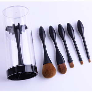Juego de brochas de maquillaje pequeñas, 5 unidades, estilo de cintura personalizado, suave, pelo de nailon, Incluye caja de embalaje de Pvc - Product Image 2