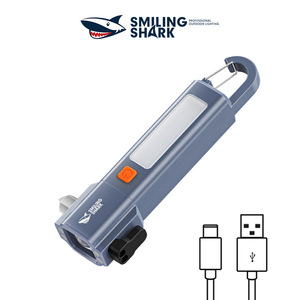 Smiling Shark Multifunctional <b>Flashlight</b> With Window Breaking Hammer <b>Rechargeable</b> Led Light Outdoor Emergency Tool - Product Image 1