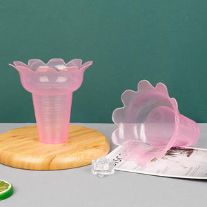 Vasos Desechables de PP para Yogur y Helado Suave, Estilo Tailandés, Forma de Flor, Plástico, 300ml 450ml de Capacidad, Cestas para Servir Hielo Raspado y Alimentos - Product Image 2