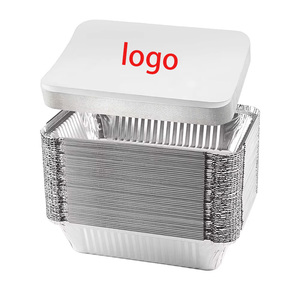 Barquette alimentaire rectangulaire jetable en aluminium argenté de qualité alimentaire 710 ml avec couvercle, pour plats à emporter, repas commerciaux, viande, légumes - Product Image 1