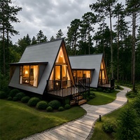 Maison préfabriquée en forme de A, mini-maison moderne, cabane modulaire portable pour hébergement de vacances