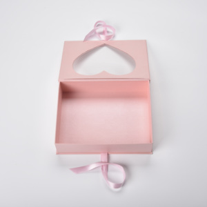 Luxury Jewelry Gift Box with Heart Shape <b>Window</b> Velvet Lined Paper Box for Ring/Necklace OEM Custom Packaging - Product Image 4