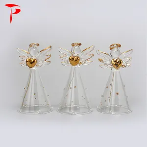 Hot Selling Hand Blown Glass Handheld Love Angel Ornament Set Of 6 Christmas Decoration