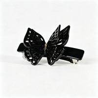 Pince à cheveux en acétate avec strass papillon ajouré, brillante, style européen, pour femme, idéale pour les soirées