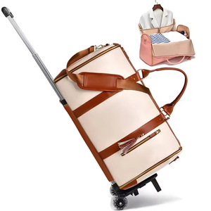 Bolsa de viaje de lona impermeable para mujer, organizador de cuero PU con barra de tracción personalizada, para gimnasio y Fitness - Product Image 6