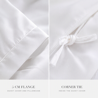 Parure de lit en coton satiné blanc pour hôtel, housse de couette et taies d'oreiller, drap plat à rebord de 5 cm, fournisseur en gros OEM ODM