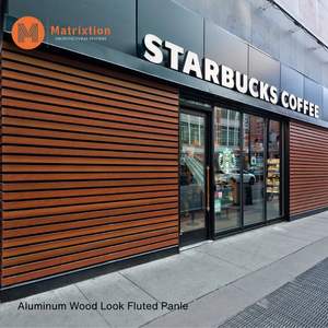 Paneles de Revestimiento de Pared Acanalados de Aluminio con Aspecto de Madera |   Sistema de Fachada Arquitectónica con Recubrimiento en Polvo - Product Image 5