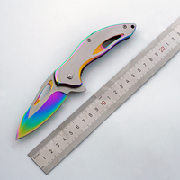 Couteau pliant couleur arc-en-ciel 2025 vente chaude avec manche en acier inoxydable pour la chasse et le camping en plein air OEM personnalisable