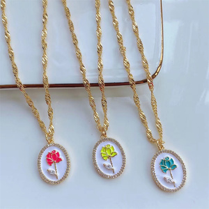 Pendentif en forme de <span class=keywords><strong>lotus</strong></span> en zircon plaqué or 18 carats pour collier de bijoux, <span class=keywords><strong>lotus</strong></span> en émail de grande qualité pour bijoux pour femmes - Product Image 5