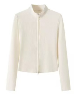 China High Quality <strong>Lady</strong> Long Sleeve Sweater Daily Wear Tshirt Slim <strong>Fit</strong> Casual Top Plain 2 Way Zip Work Out Elastane <strong>Basic</strong> Tshirt - Product Image 3