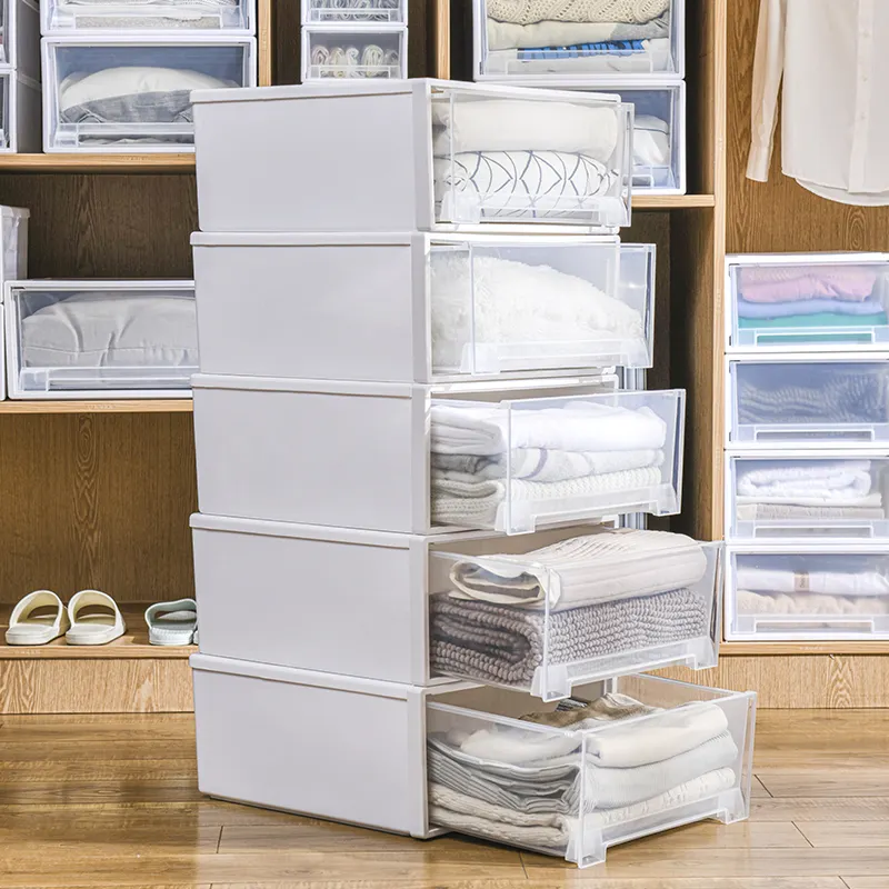 Stackable nhựa lưu trữ giỏ bin Kệ hộp cho tủ quần áo ngăn kéo tủ quần áo tổ chức