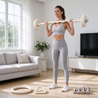 Kit complet de Pilates lesté, bloc de yoga portable, barre recouverte de silicone, anneaux de résistance, anneau triangulaire, mini haltères, poids de cheville