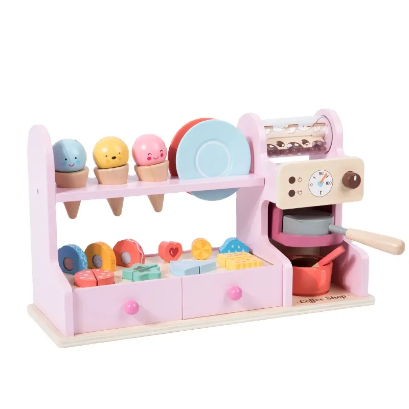 Brinquedo ecológico para crianças, máquina de sorvete de cozinha em madeira, ideal para encorajar o dramatização, mais vendido