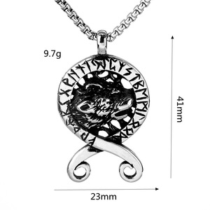 Stainless Steel Men's Pendant <b>Necklace</b> Viking Runes <b>Celtic</b> Wolf Design Themed Animal Shape Gift Jewelry - Product Image 5