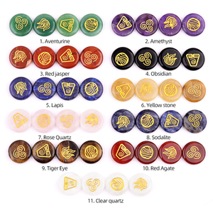 4 pezzi pietra di cristallo naturale agata scolpita antico greco quattro elementi simboli Reiki terra acqua fuoco decorazione - Product Image 4